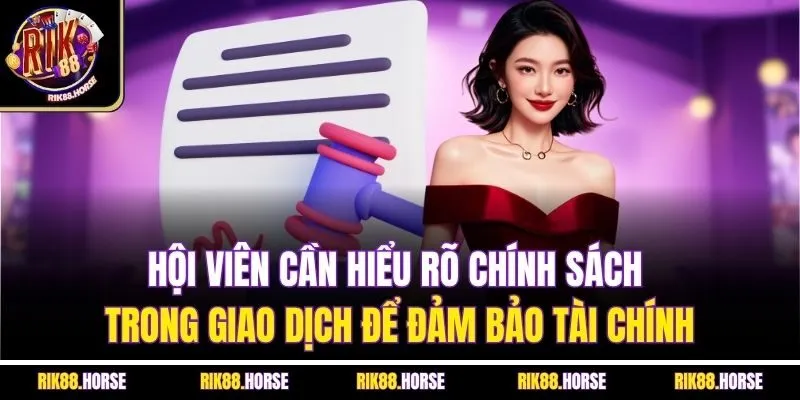 Hội viên cần hiểu rõ chính sách trong giao dịch để đảm bảo tài chính